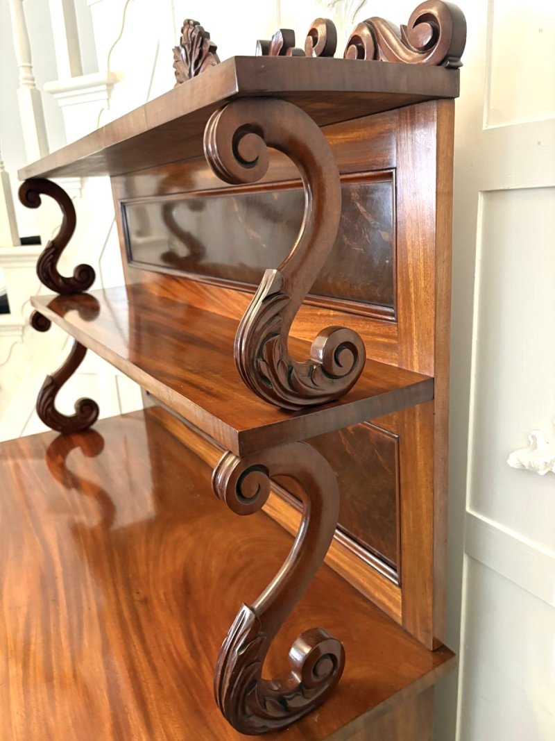 Antique Victorian Quality Figured Mahogany Two-Tiered Chiffonier / Sideboard